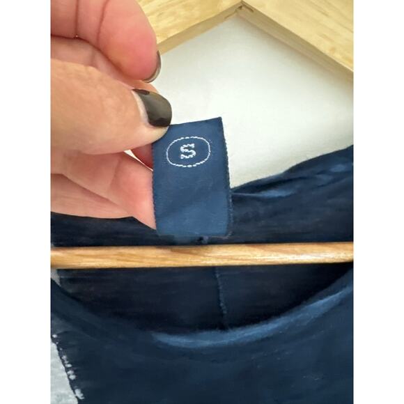 Gilda Midani Brush Stroke Asymmetrical Navy Cotton T-Shirt - Small - Picture 3 of 7